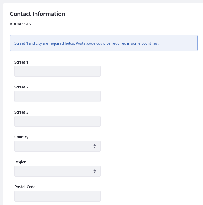 Configure contact information for the Virtual Instance.