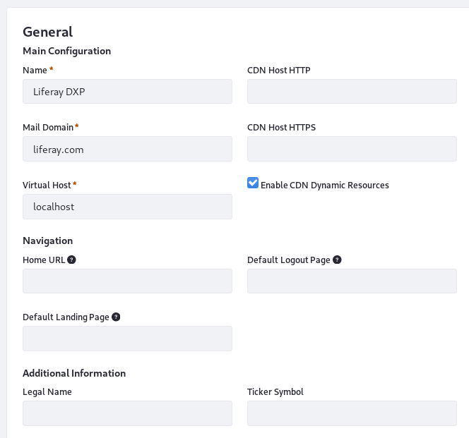 Configure general information for the Virtual Instance.