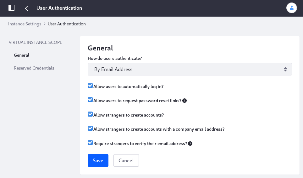Configure general authentication behavior and settings for external authentication systems.