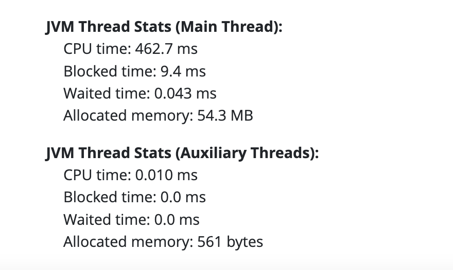 Scroll down the dashboard to the JVM thread section.