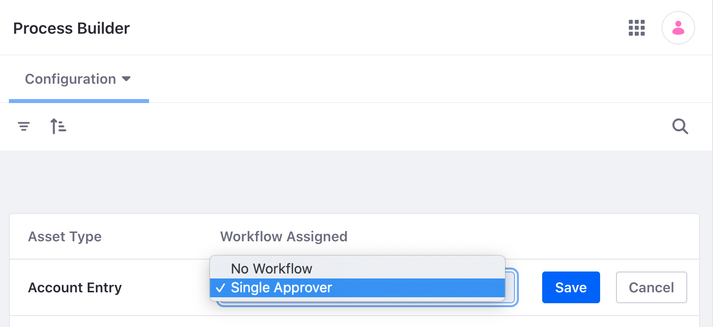 Use the drop-down menu to select a workflow.