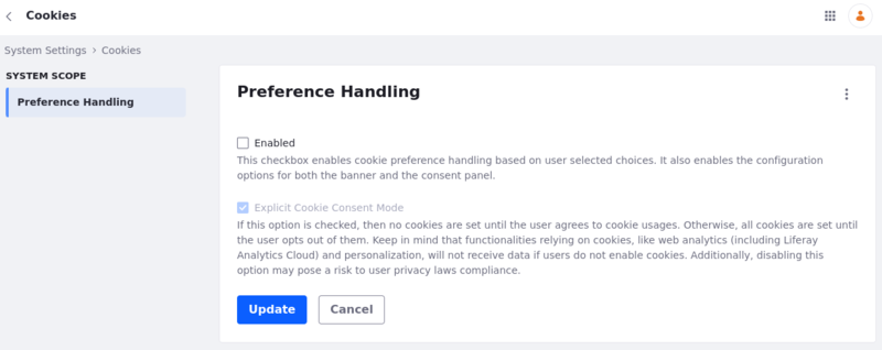 Ensure GDPR compliance for your cookies through the configuration interface.