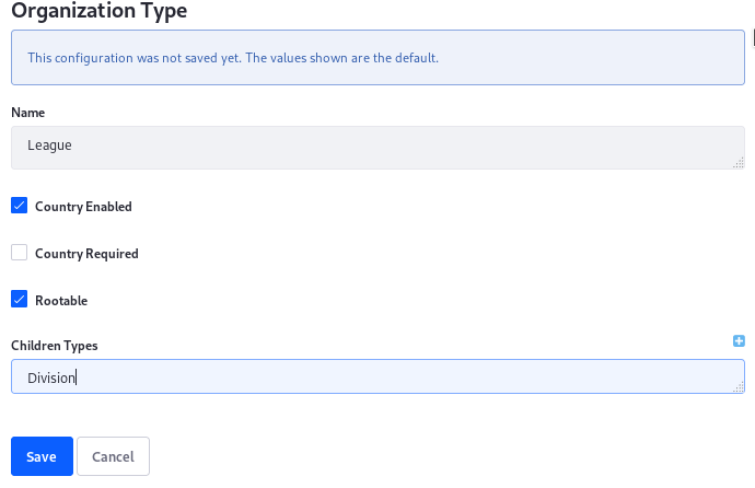 Create new organization types through the System Settings entry called Organization Types.