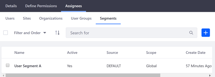 The User Segment appears under the list of Assignees for the Role.