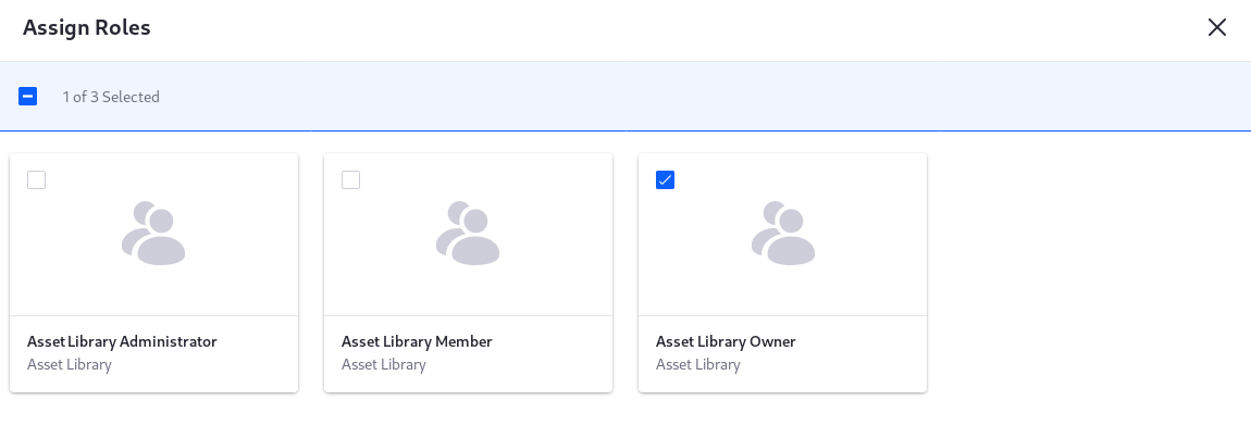 Assign a Asset Library Role within the Asset Library Menu's People → Memberships section.