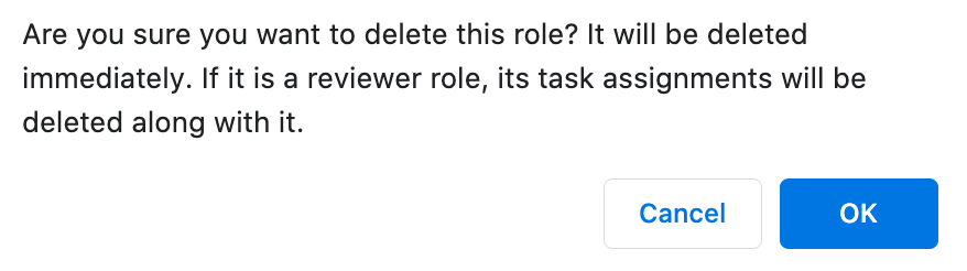 Click OK to delete the role.