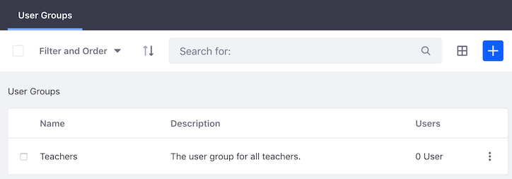 The User Group you just created now appears in the table.