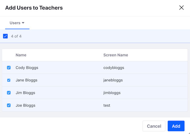 Select the users to add to the User Group.