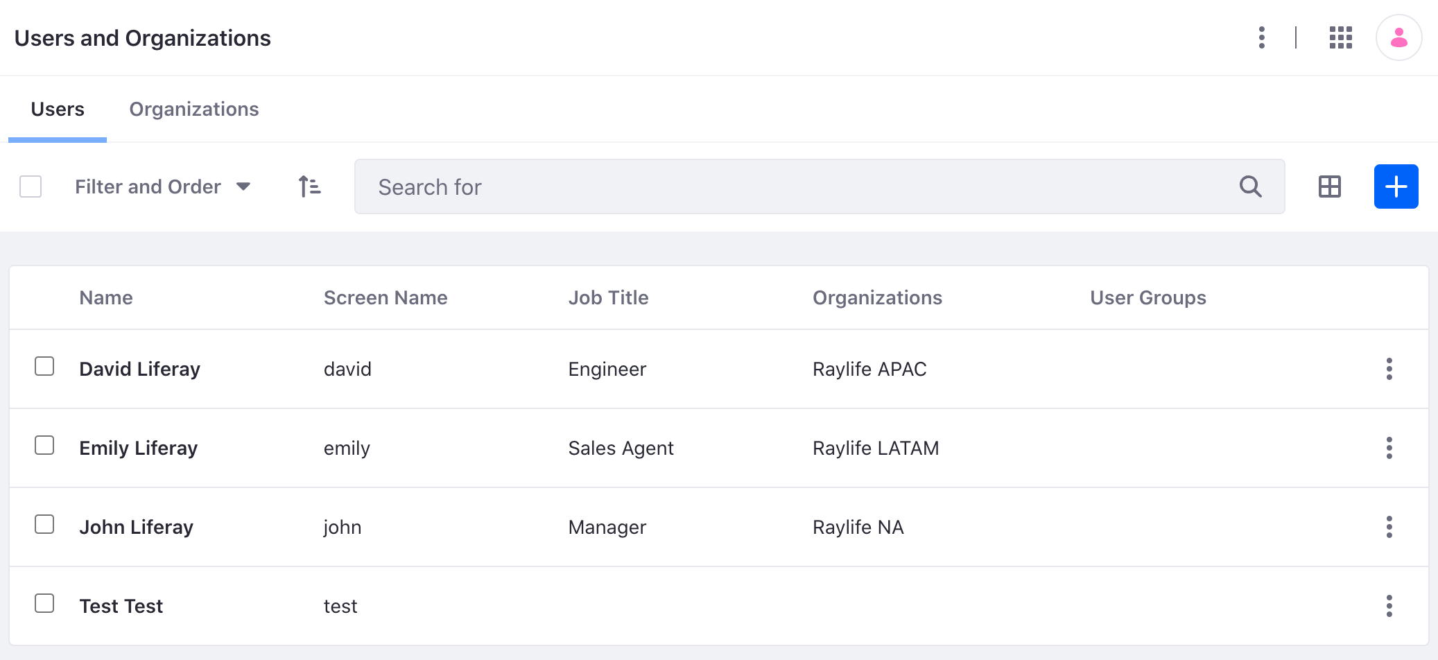 Add Users from the Users and Organizations section of the Control Panel.
