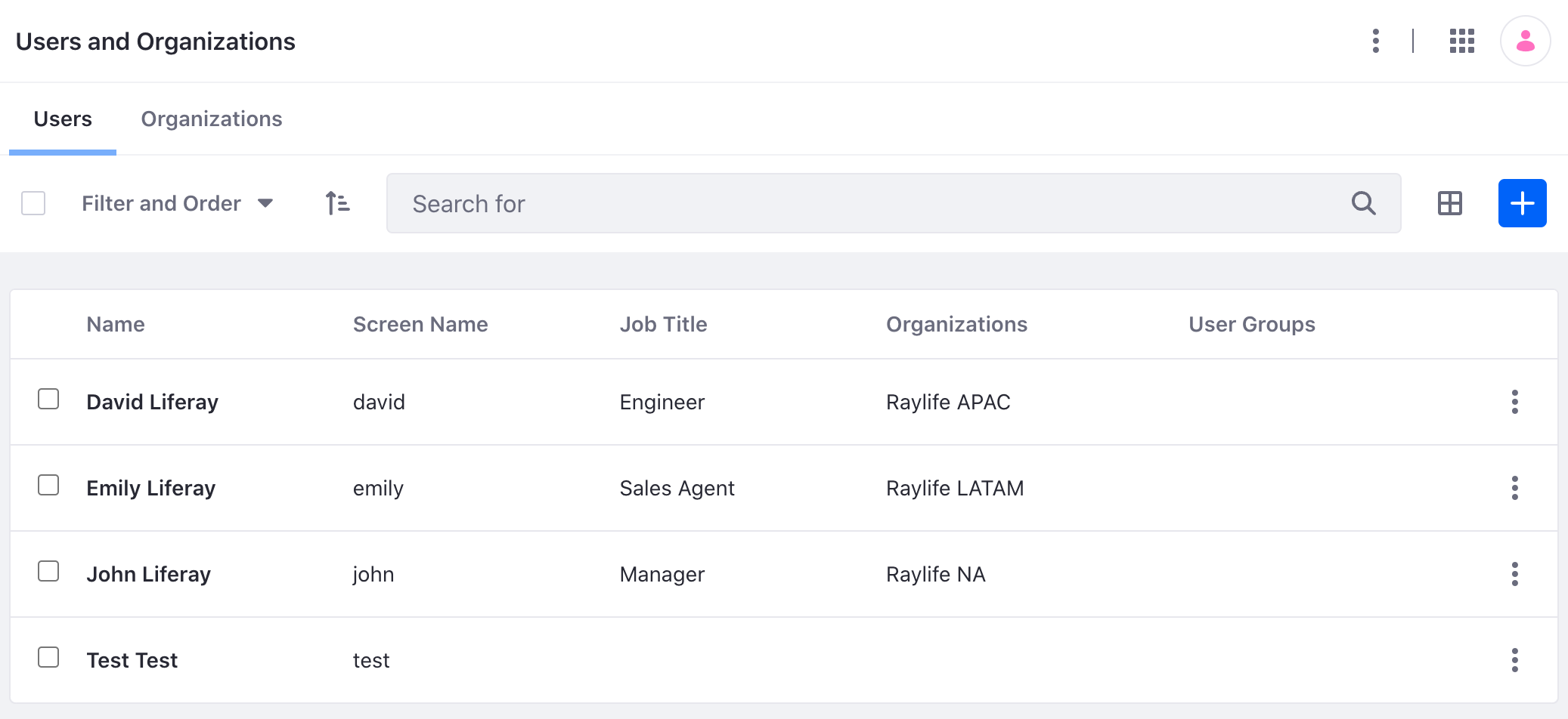 Add users from the Users and Organizations section of the control panel.