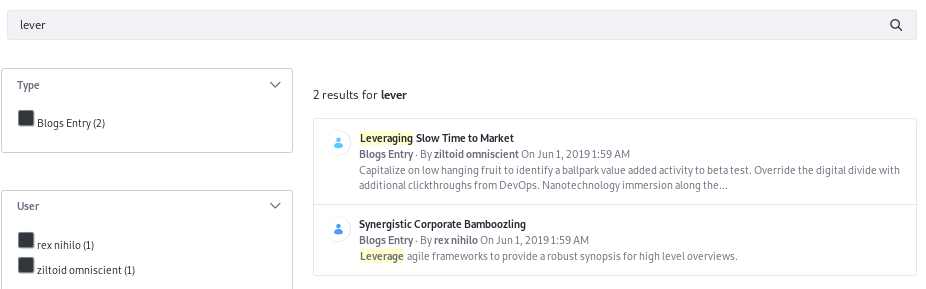 "lever&quotを検索すると、また"leverage"と "leveraging"を返します。