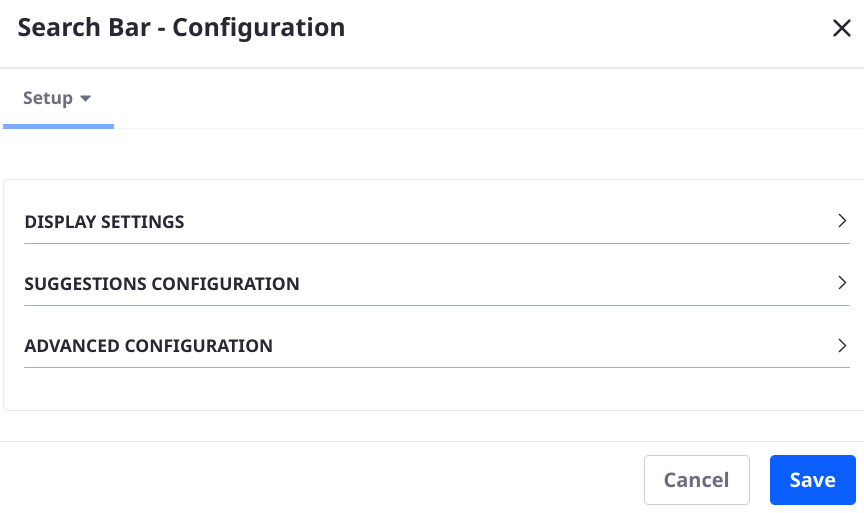 Configure the search bar behavior in its configuration screen.