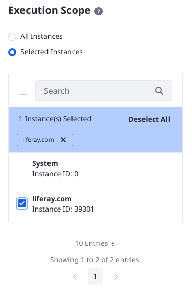 Select the instances to reindex.