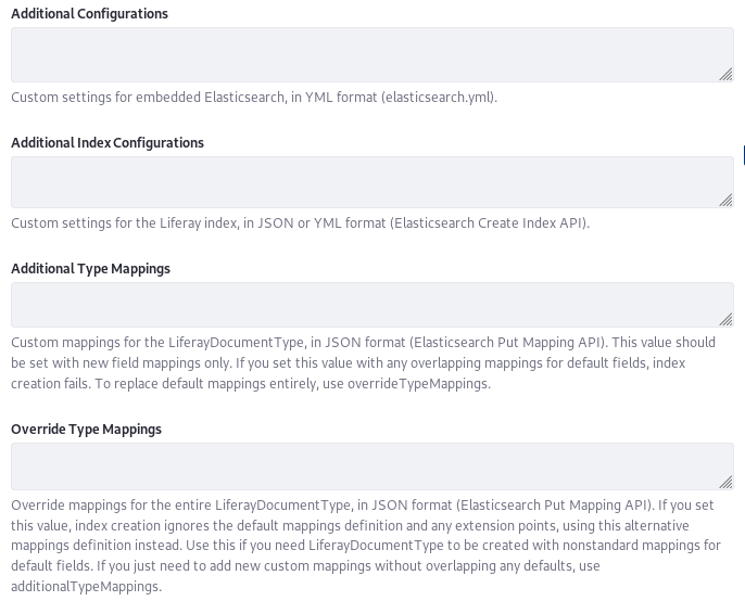 You can add Elasticsearch configurations to the ones currently available in System Settings.