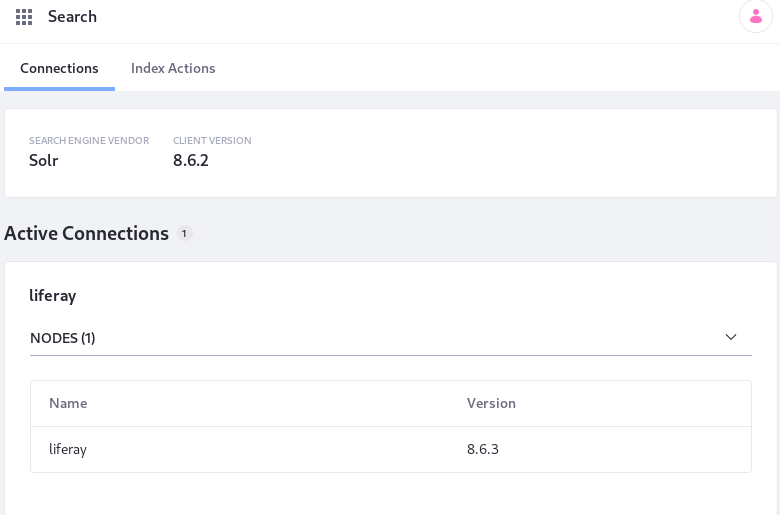 Verify the Solr connection in the search administration console.