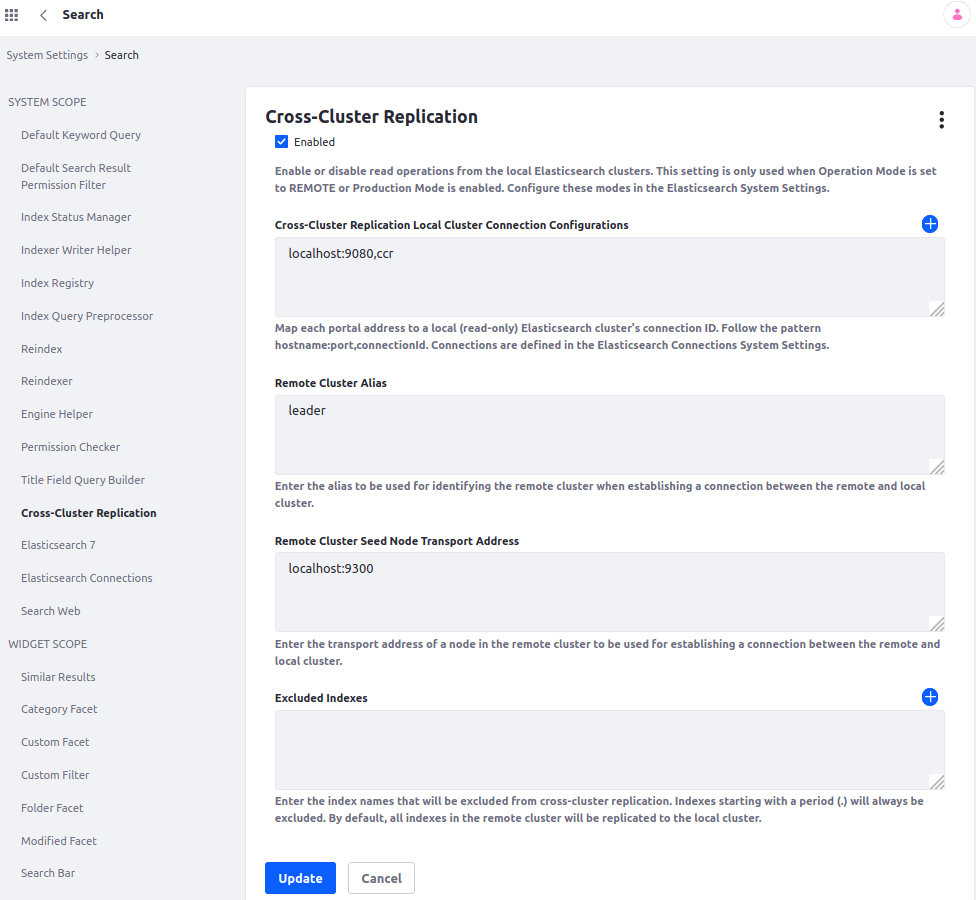 Configure CCR in System Settings.