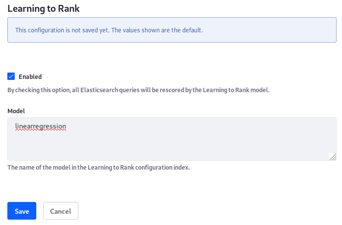 Enable Learning to Rank in Liferay from the System Settings entry.