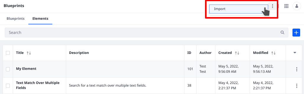 Import Element JSON files.