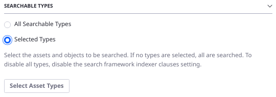 Expand the Searchable Types drop-down to begin removing assets from the Search Blueprint.