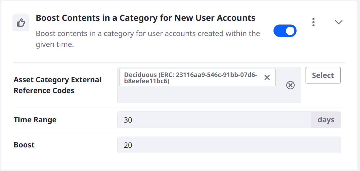 Boost results with a certain Category new Users.