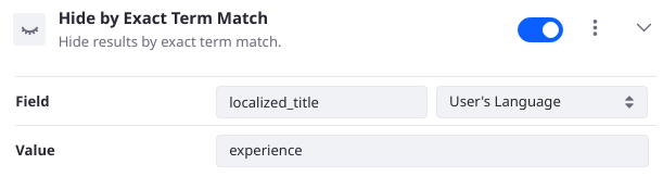 Hide results matching the term query.