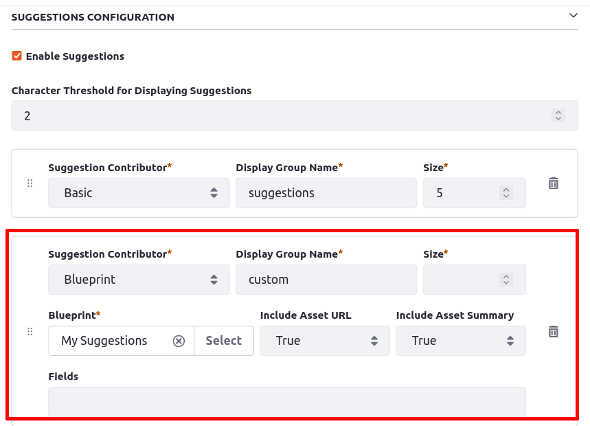 The Blueprint contributor uses additional configurations.