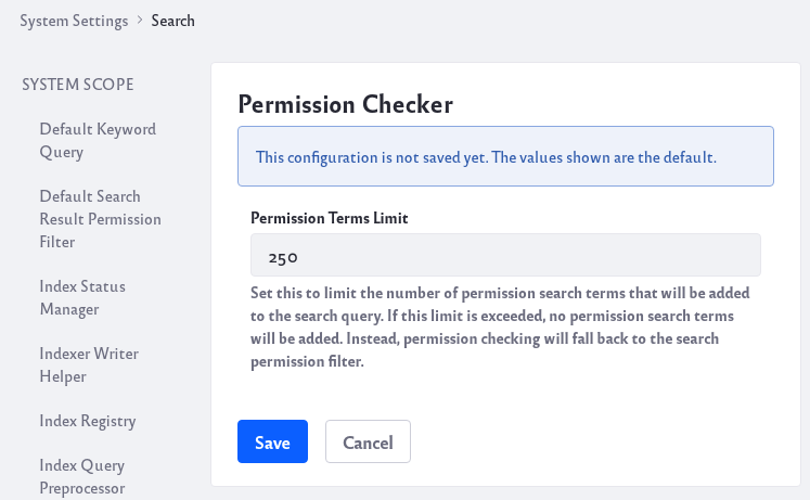 Set permissions term limits in the permission checker setting.