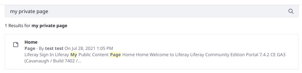 Titles from public and private pages can be searched.