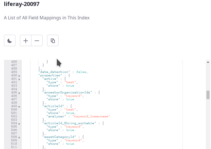 Browse the field mappings to find Liferay DXP's indexed fields.