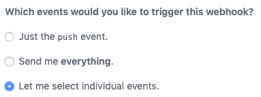 Figure 2: You need to select individual events for this webhook.