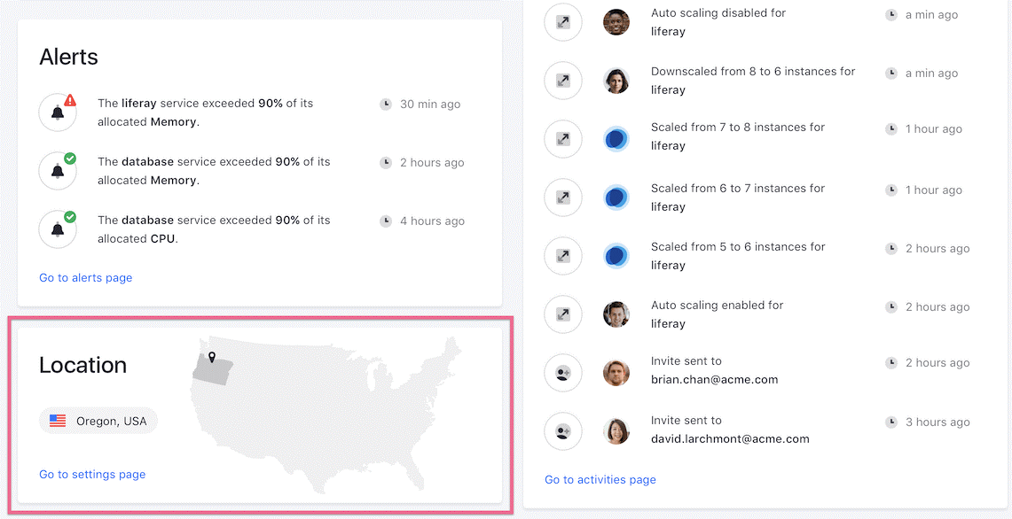 Figure 4: View the environment's location in the Overview page.