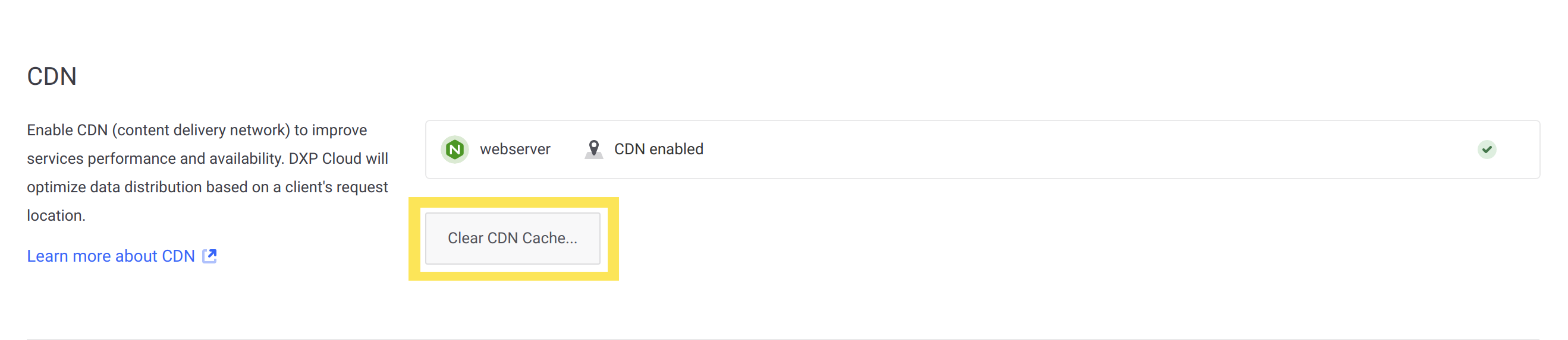 Click the Clear CDN Cache button on the Network page for your environment.