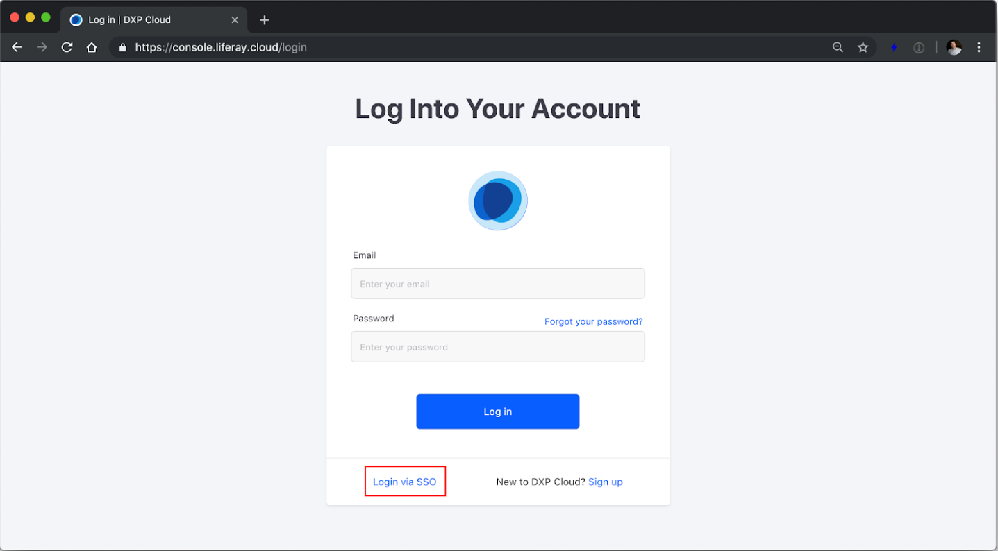 Use the Login via SSO button on the login page.