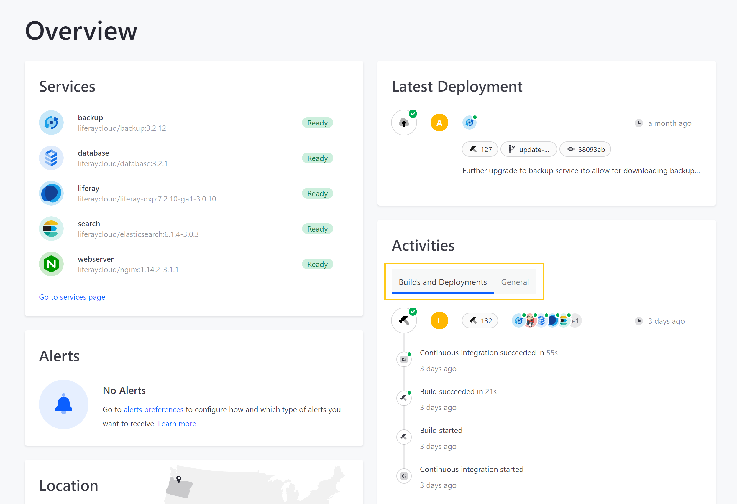 Figure 2: View extended environment activities from the Activities page.