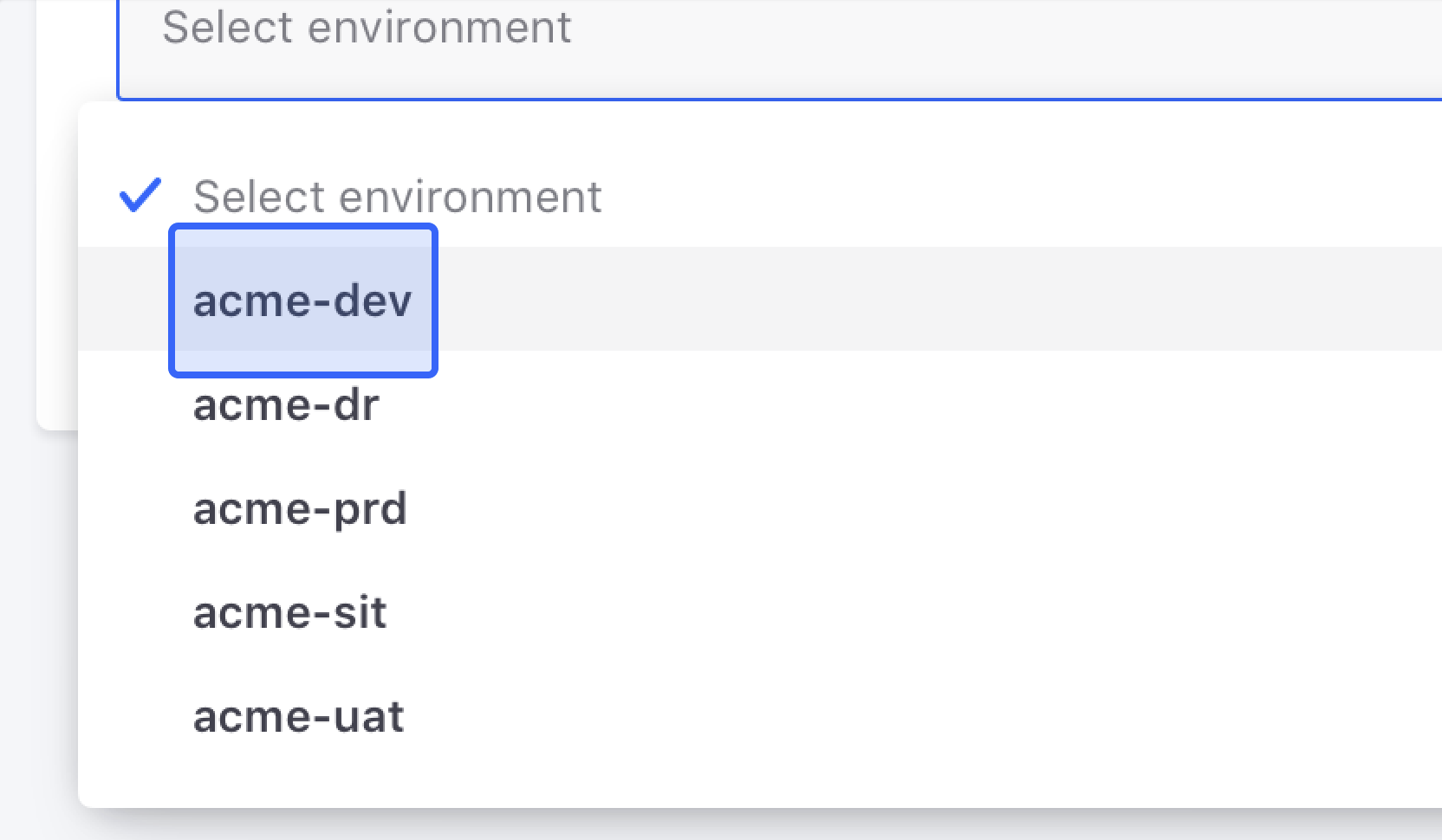 Select the correct environment to restore the backup to.