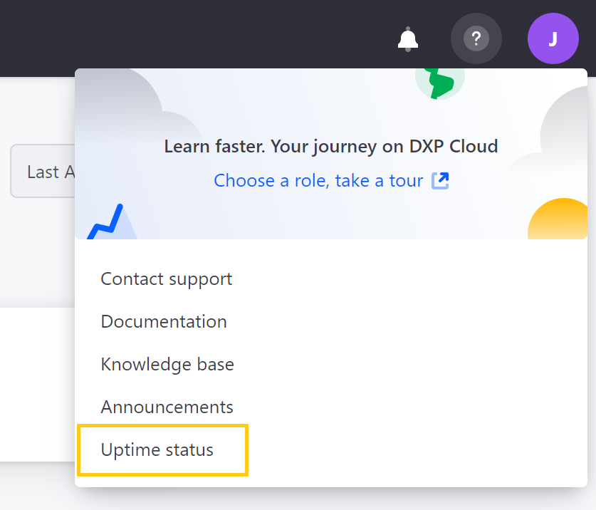 Figure 1: Click Uptime status to view the Liferay Cloud Platform Status page.