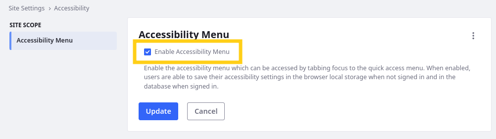 Enable the accessibility menu for the website.